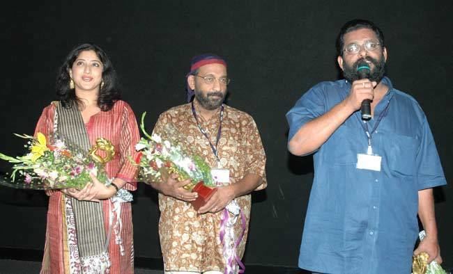 Babu Thiruvalla of the film Tingya Babu Thiruvalla with his crew speaking at the