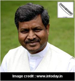 In an image credit of www.today.in is a picture of Babulal Marandi, Former Chief Minister of Jharkhand is smiling, has black white hair, a beard, and a mustache, and has a comb with an x mark on the top right, he is wearing white long sleeves under a white vest.