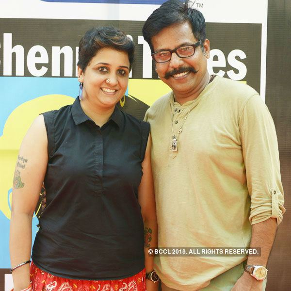 Badava Gopi smiling with his wife Haritha at the Clean & Clear Chennai Times Fresh Face 2015