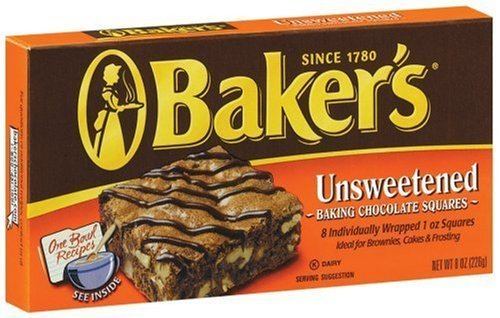 Baker's Chocolate Amazoncom Baker39s Unsweetened Chocolate 8Ounce Boxes Pack of 4