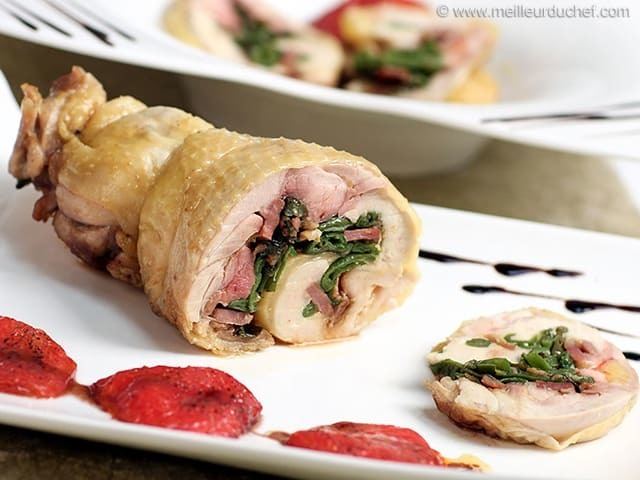 Ballotine Poularde Ballotine with Candied Tomatoes Illustrated recipe