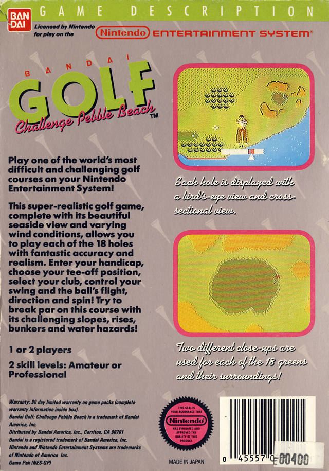Bandai Golf: Challenge Pebble Beach Bandai Golf Challenge Pebble Beach Box Shot for NES GameFAQs