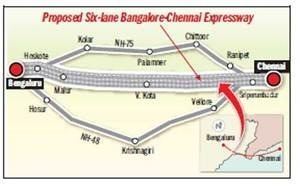 Poster of the proposed six-lane Bangalore-Chennai expressway.