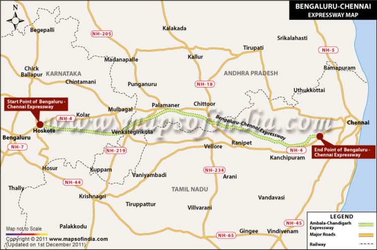 Bengaluru-Chennai Expressway Map