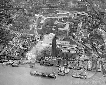 Bankside Power Station Aerial view of Bankside Power Station Southwark March 1963