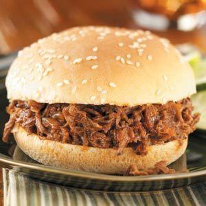 Barbecue sandwich BBQ Beef Sandwiches Recipe Taste of Home