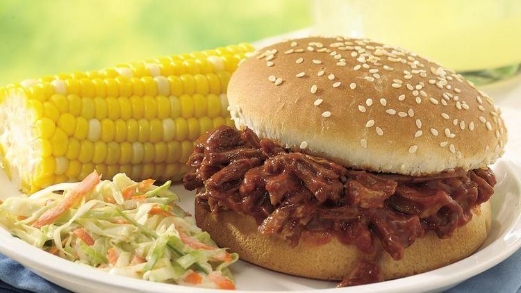 Barbecue sandwich SlowCooker Beef and Pork Barbecue Sandwiches recipe from Betty Crocker