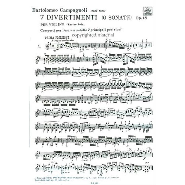 Bartolomeo Campagnoli Bartolomeo Campagnoli 7 Divertimenti Op 18 Violin edited by
