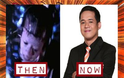 On the left, young Janus Del Prado as Control in Batang X. On the right, Janus Del Prado smiling and wearing a black coat and tie.
