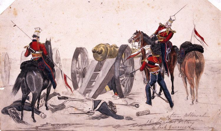 Battle of Aliwal 16th Lancers killing a Seik sic gunner39 Battle of Aliwal39 1846