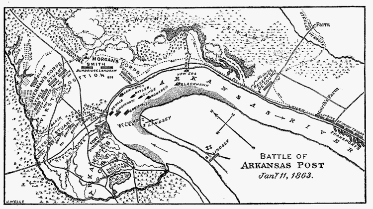 Battle of Arkansas Post Map Battle of Arkansas Post 1011 January 1863