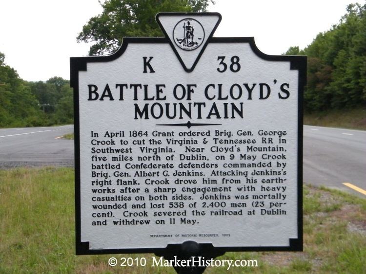 Battle of Cloyd's Mountain Battle of Cloyd39s Mountain K38 Marker History