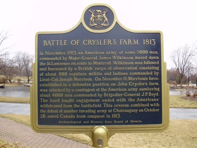 Battle of Crysler's Farm Battle of Crysler39s 1813 Farm Historical Plaque