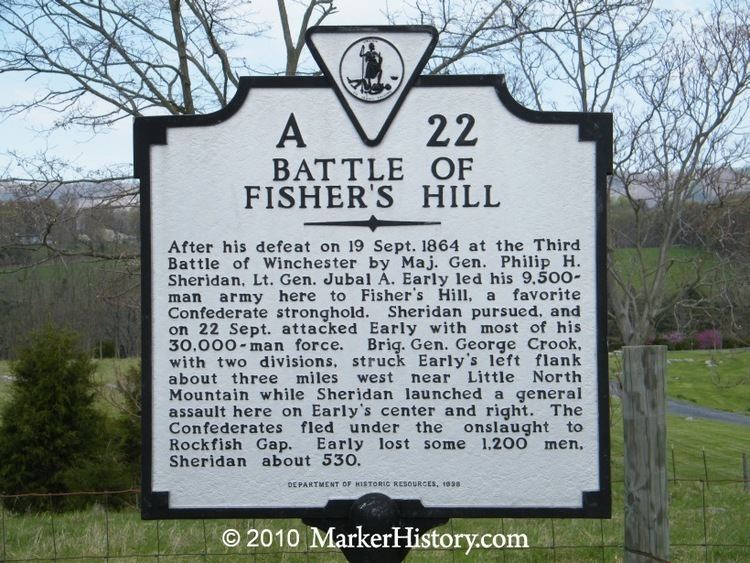 Battle of Fisher's Hill Battle of Fisher39s Hill A22 Marker History