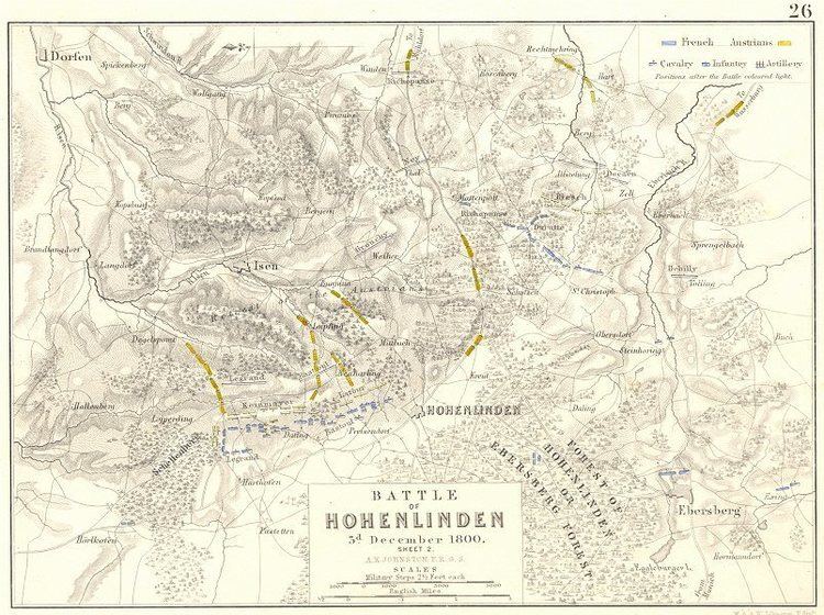 Battle of Hohenlinden BATTLE OF HOHENLINDEN 3rd December 1800 sheet 2 Germany 1848 map