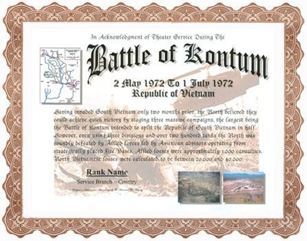 Battle of Kontum Battle of Kontum Display Recognition