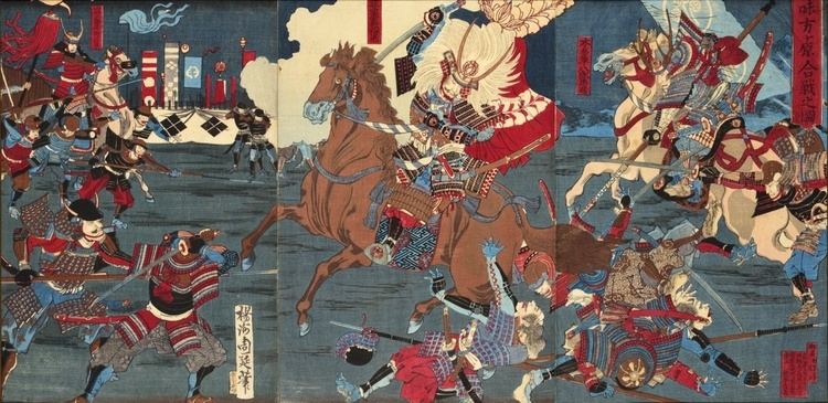 Battle of Mikatagahara TOYOHARA CHIKANOBU 1838 1912 TRIPTYCH SCENE FROM THE BATTLE OF