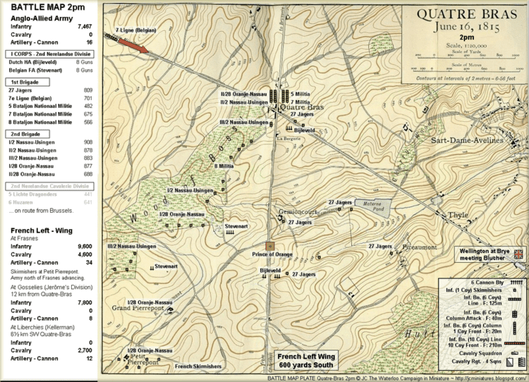 Battle of Quatre Bras The Waterloo Campaign in Miniature BATTLE MAP PLATE QuatreBras
