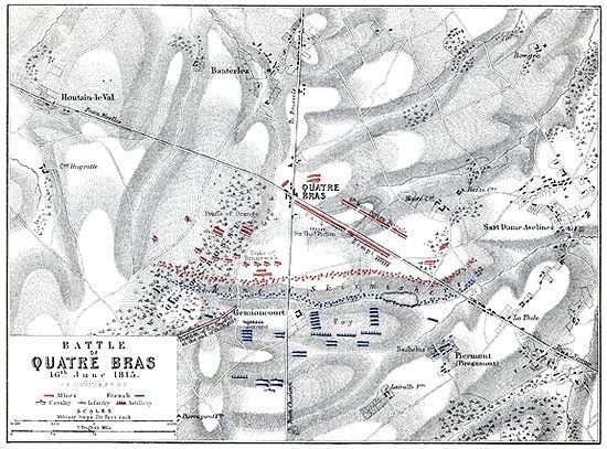 Battle of Quatre Bras Map of Battle of Quatre Bras Alison39s History of Europe Map