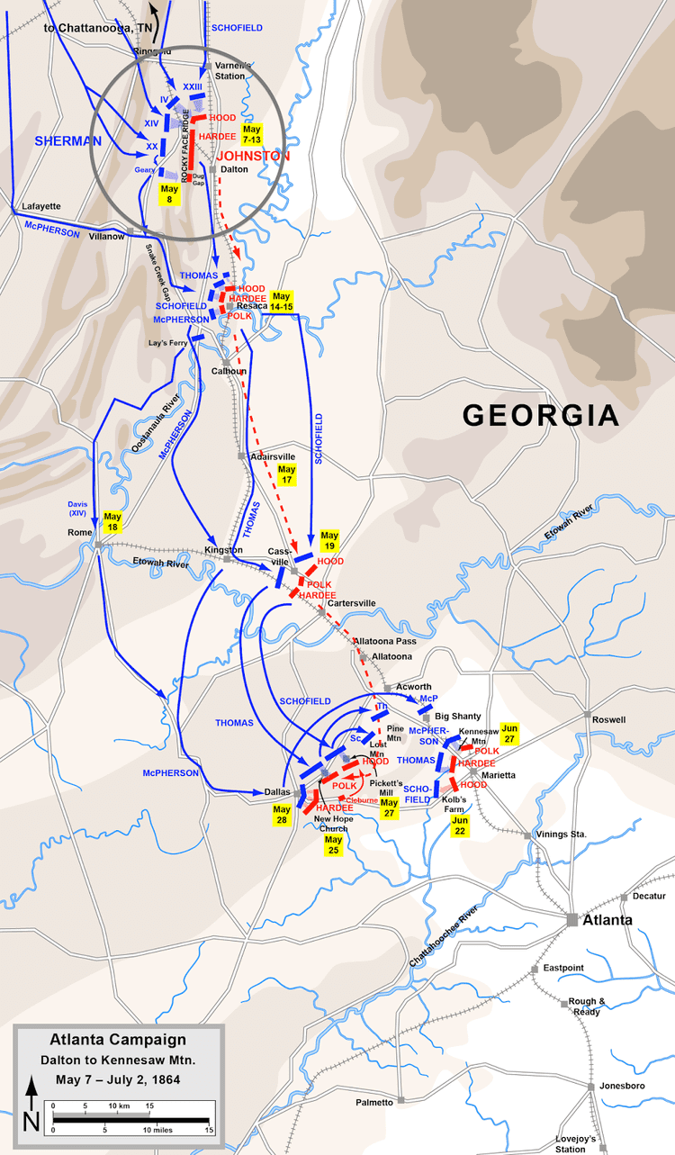 Battle of Rocky Face Ridge 32nd Mississippi Infantry at 150 Cleburne39s Division at the Battle