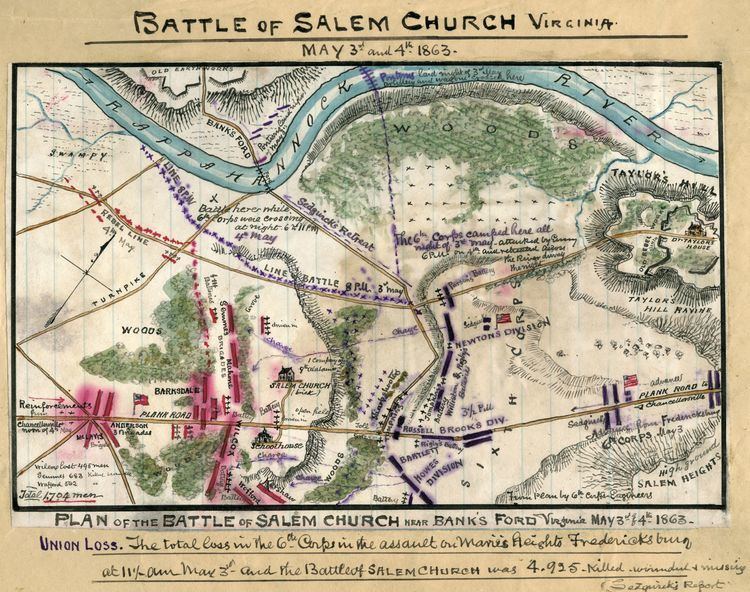 Battle of Salem Church Plan of battle of Salem Church near Bank39s Ford Virginia May 3rd