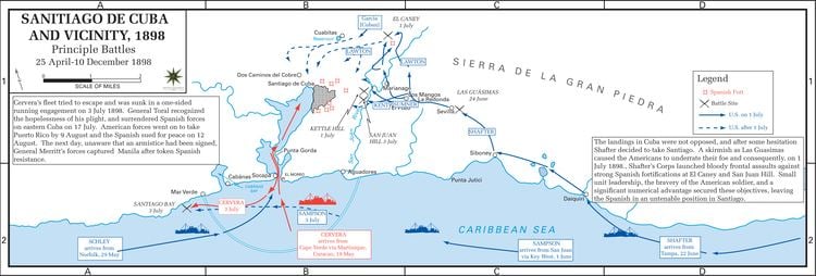Battle of Santiago de Cuba Map of the SpanishAmerican War 1898 Santiago de Cuba