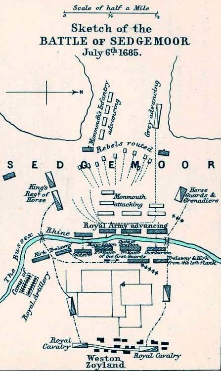 Battle of Sedgemoor Map of the Battle of Sedgemoor July 16 1685