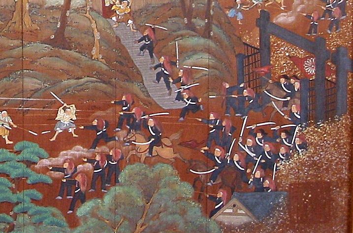 Battle of Ueno FileShaguma troops in the Battle of Ueno at Ueno Park templejpg