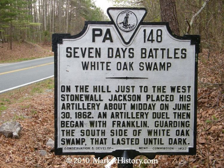 Battle of White Oak Swamp Seven Days Battles White Oak Swamp PA148 Marker History