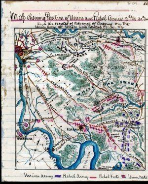 Battle of White Oak Swamp Union Rebel White Oak Swamp Creek Virginia 1862 Civil War map by Sneden