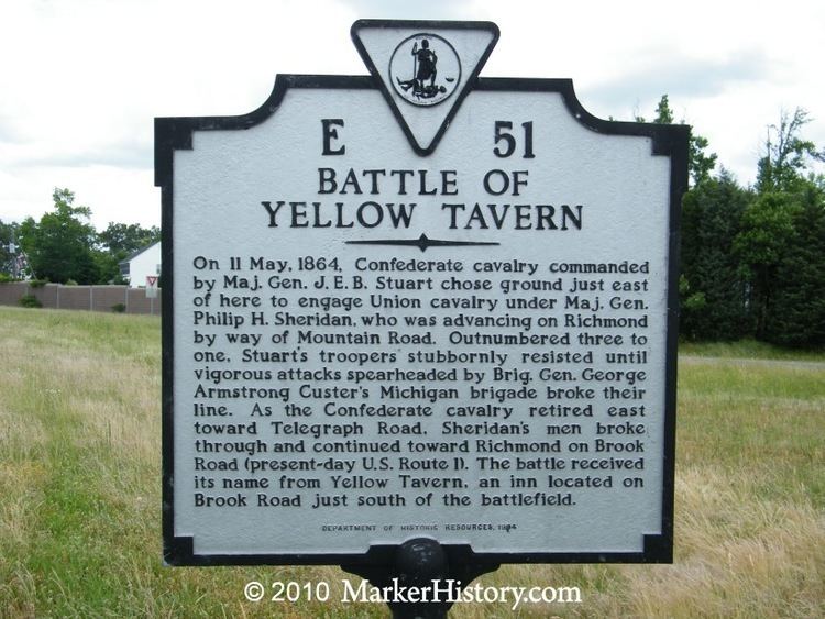 Battle of Yellow Tavern Battle of Yellow Tavern E51 Marker History