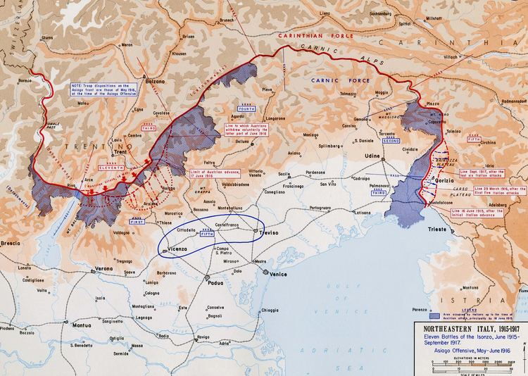 Battles of the Isonzo Map of the Battles of the Isonzo 19151917