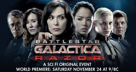 Battlestar Galactica: Razor movie scenes Are you ready BATTLESTAR GALACTICA fans The long awaited two hour movie event Razor premieres tonight at 9 8c on the SciFi Channel 