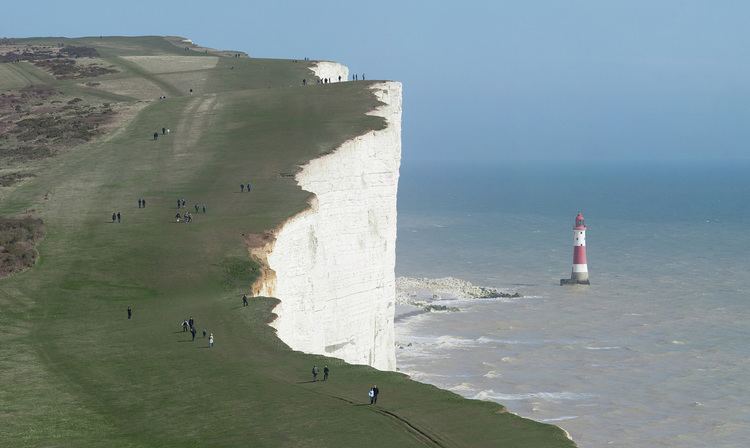 Base jumpers at the Beachy Head in East Sussex, England.