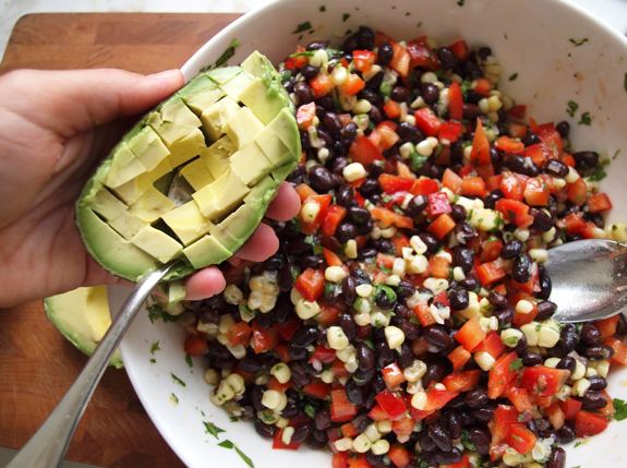 Bean salad Black Bean Salad with Corn Red Peppers Avocado amp LimeCilantro