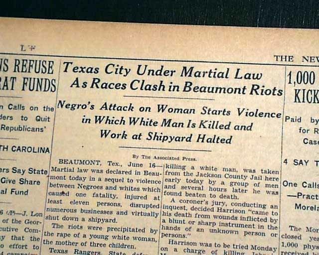 Beaumont race riot of 1943 imagesrarenewspaperscomebayimgs842009image0