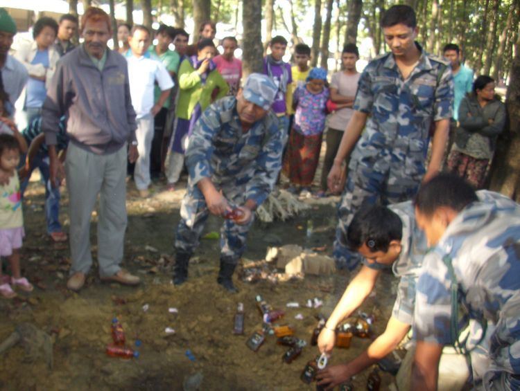 Beldangi refugee camps APF destroys alcohol in Beldangi Bhutan News Service