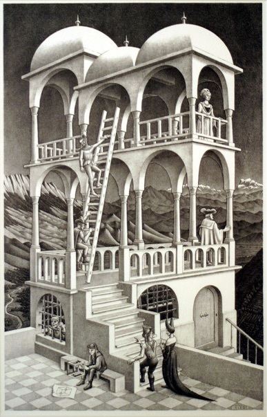 Belvedere (M. C. Escher) ORIGINAL MC ESCHER ARTWORK Belvedere Ascending and Descending