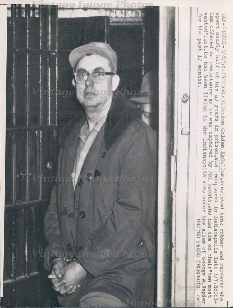 Ben Golden McCollum 1958 Ben Golden Mccollum Bank Robber Crime Murder Indianapolis Wire