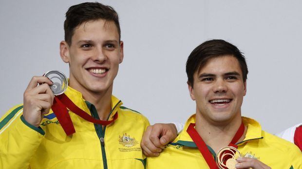 Ben Treffers Swimming Canberras Ben Treffers chases down Mitch Larkin for Rio