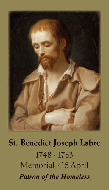 Benedict Joseph Labre Free Catholic Holy Cards Catholic Prayer Cards St