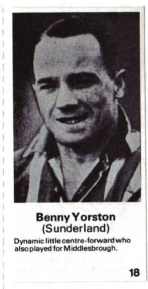 Benny Yorston SUNDERLAND Benny Yorston 18 FMDobson 1982 Football Card