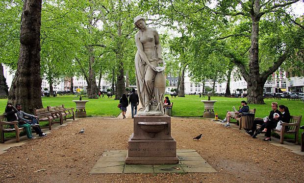 Berkeley Square Statues sculptures and phone boxes in Berkeley Square London