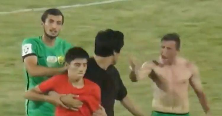 Bernard Berisha Anzhi Makhachkala player Bernard Berisha saves pitch invader from