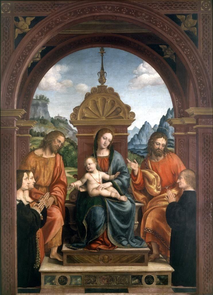 Bernardo Zenale Madonna and Child Enthroned with Saints James and Philip and the