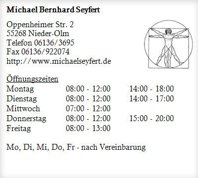 Bernhard Seyfert Michael Bernhard Seyfert rzte in NiederOlm ffnungszeiten