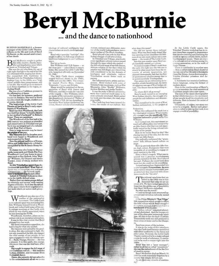 Beryl McBurnie BERYL MC BURNIE The Caribbean Memory Project