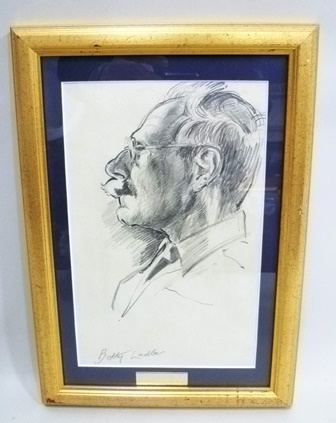 Betty Ladler BETTY LADLER Profile portrait of a Man Pencil drawing signed 25cm