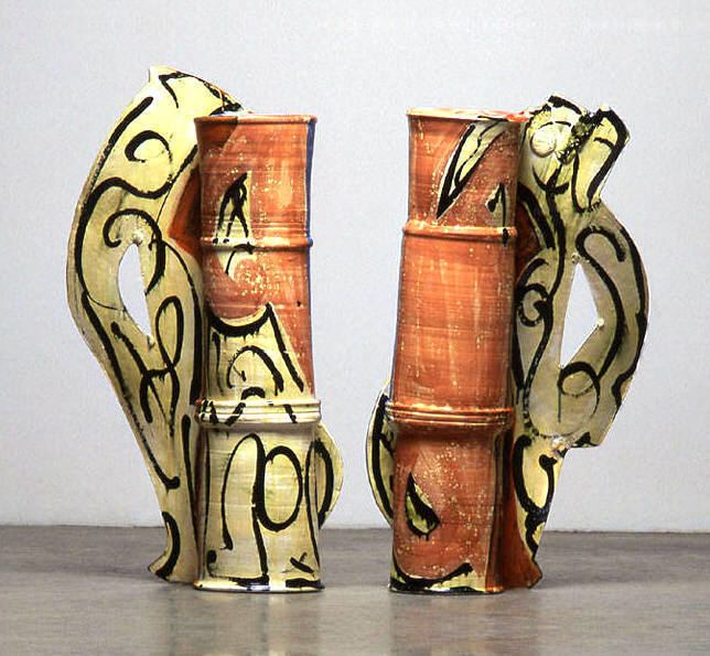 Betty Woodman Divided Vases Christmas view B 2004 by Betty Woodman