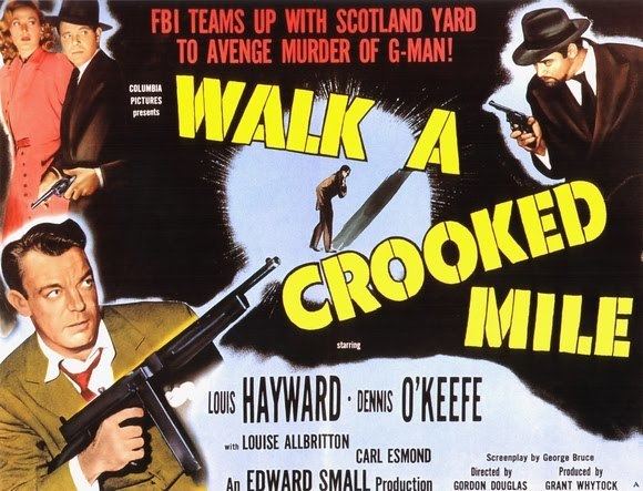 Bewitched (1945 film) movie scenes  booming voice of narrator Reed Hadley quickly identifies WALK A CROOKED MILE as an FBI procedural film in the style of THE HOUSE ON 92ND STREET 1945 